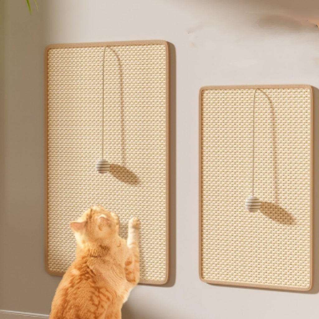 Sofa Saver Sisal Cat Scratch Pad — Wall Mount with Hanging Ball Toy